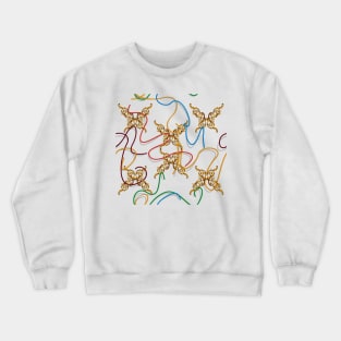 Gold butterfly, colorful ribbons Crewneck Sweatshirt